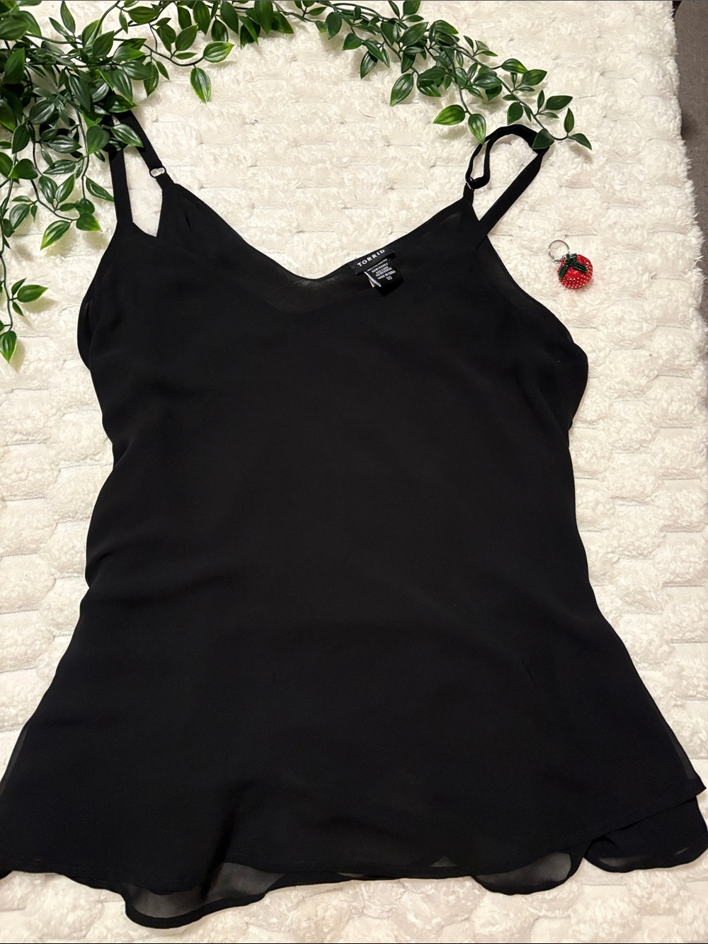 torrid Black V-Neck Camisole with Layered Hem